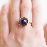 Vintage 14K Gelbgold Amethyst Ring im Cabochonschliff, 60er/70er Jahre