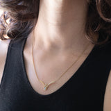 Vintage-Halskette aus 14-karätigem Gelbgold mit Opal (ca. 0.10 ct) und Diamanten (ca. 0.03 ctw), 70er Jahre