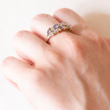 Vintage-Ring aus 9 Karat Gelb- und Weißgold mit Tansanit und Diamant, 70er Jahre