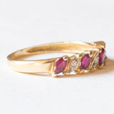 Vintage 18 Karat Gelbgold Ring mit Rubinen und Diamanten, 70er Jahre