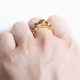 Vintage-Granatring aus 18-karätigem Gelbgold mit Herzschliff, 80er Jahre