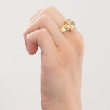 Vintage-Ring aus 18-karätigem Gelbgold mit Topas (ca. 0.40 ct) und Diamanten im Brillantschliff (ca. 0.20 ctw), 60er/70er Jahre