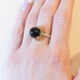 Vintage 14K Gelbgold Onyx Cocktailring, 60er Jahre