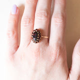 Vintage 18 Karat Gelbgold-Granat-Gänseblümchen-Ring, 60er Jahre