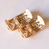 Vintage Creolen aus 9 Karat Gelb- und Weißgold mit Peridot und Diamanten, 70er Jahre