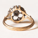 Antiker Ring aus 18 Karat Gelbgold und Silber mit einem zentralen Diamanten im Rosenschliff, Türkisen und Perlen, Anfang des 900. Jahrhunderts