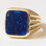 Chevalière Vintage en Or Jaune 14K Lapis Lazuli, 50/60