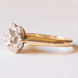 Vintage-Ring aus 9-karätigem Gelb- und Weißgold mit Diamanten im Brillantschliff (ca. 0.14 ctw), 80er Jahre