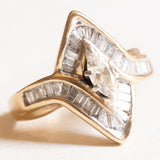 Vintage-Diamantring aus 10-karätigem Gelb- und Weißgold (ca. 1 Karat), 70er Jahre