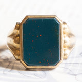 Vintage 8K Gelbgold Heliotrop (Blutstein) Siegelring, 50er/60er Jahre