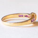 Vintage 18 Karat Gelbgold Ring mit Rubinen und Diamanten, 70er Jahre