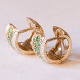 Vintage Creolen aus 9 Karat Gelb- und Weißgold mit Peridot und Diamanten, 70er Jahre