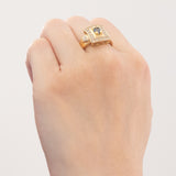 Vintage-Ring aus 18-karätigem Gelbgold mit Topas (ca. 0.40 ct) und Diamanten im Brillantschliff (ca. 0.20 ctw), 60er/70er Jahre