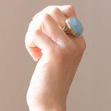 Vintage Ring in 9K Gelbgold mit Aquamarin (ca. 21.80ct), 60er/70er Jahre