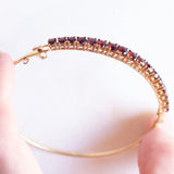 Vintage 8K Gelbgold Granat Armreif, 50er/60er Jahre