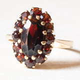 Vintage 18 Karat Gelbgold-Granat-Gänseblümchen-Ring, 60er Jahre