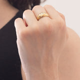 Vintage-Zigeunerring aus 18-karätigem Gelbgold mit Diamanten im Brillantschliff (ca. 0.20 ctw), 50er Jahre