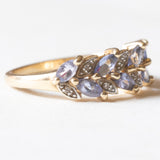 Vintage-Ring aus 9 Karat Gelb- und Weißgold mit Tansanit und Diamant, 70er Jahre