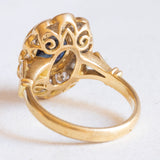 Vintage-Gänseblümchenring aus 18-karätigem Gelbgold mit Saphir (ca. 3.20 ct) und Diamanten im Brillantschliff (ca. 1.40 ctw), 60er Jahre