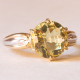 Vintage 9 Karat Gelbgold & Weißgold Citrin (ca. 6 Karat) Cocktailring, 60er Jahre