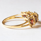 Vintage-Granatring aus 18-karätigem Gelbgold mit Herzschliff, 80er Jahre