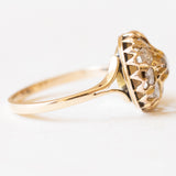 Gänseblümchen-Ring, umgewandelt aus einem antiken Ohrring aus 18 Karat Gelbgold mit Diamanten im Rosenschliff