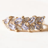 Vintage-Ring aus 9 Karat Gelb- und Weißgold mit Tansanit und Diamant, 70er Jahre