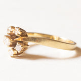 Bague vintage en or jaune 14 carats avec diamants taillés en brillant (environ 0.20 ct), années 70