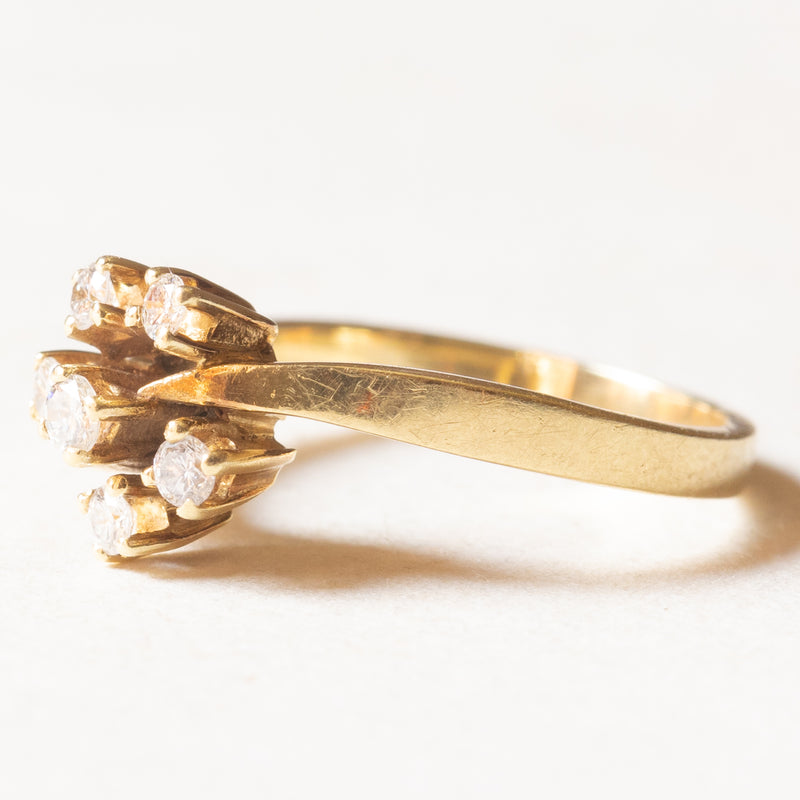 Anello vintage in oro giallo 14K con diamanti di taglio brillante (0.20ctw ca.), anni '70