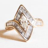 Vintage-Diamantring aus 10-karätigem Gelb- und Weißgold (ca. 1 Karat), 70er Jahre