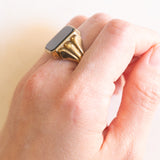 Vintage 8K Gelbgold Heliotrop (Blutstein) Siegelring, 50er/60er Jahre