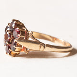 Vintage 9K Gelbgold Granat Gänseblümchen Ring, 90er Jahre