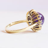 Vintage 14K Gelbgold Amethyst Ring im Cabochonschliff, 60er/70er Jahre