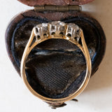 Antike 18-karätige Gelbgold- und Platin-Diamanttrilogie im Alteuropäischen Schliff (ca. 0.47 ctw), 10er/20er Jahre