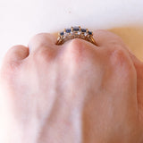 Vintage Ring aus 14 Karat Gelb- und Weißgold mit Saphiren und Diamanten, 60er Jahre