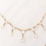Collana vintage in oro giallo 14K con pietre di luna (3.40ctw ca.), anni ‘60/‘70