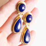 Vintage-Tropfenohrringe aus 18 Karat Gelbgold mit Lapislazuli, 60er Jahre