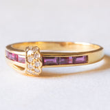 Vintage 18 Karat Gelbgold Ring mit Rubinen und Diamanten, 70er Jahre