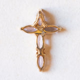 Vintage 9K Gelbgold Tansanit Kreuz Anhänger, 80er/90er Jahre