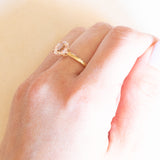 Vintage-Solitär aus 14-karätigem Gelbgold mit rosa Morganit (ca. 1.60 ct), 70er Jahre