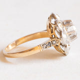 Vintage-Gänseblümchenring aus 18-karätigem Gelb- und Weißgold mit Diamanten (ca. 1.35 ctw), 50er/60er Jahre