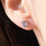 Vintage-Ohrringe mit Lichtpunkten aus 10-karätigem Gelbgold mit Saphiren