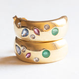 Vintage 14K Goldohrringe mit Diamanten, Rubinen, Smaragden und Saphiren, 70er / 80er Jahre