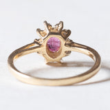 Vintage-Gänseblümchen-Ring aus 14-karätigem Gelbgold mit Rubinen (ca. 0.30 ct) und Diamanten (ca. 0.10 ctw), 70er Jahre