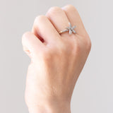 Vintage Ring aus 18 Karat Weißgold mit Diamanten im Brillantschliff (ca. 0.35 Karat), 70er/80er Jahre