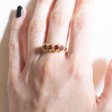 Vintage-Granatring aus 18-karätigem Gelbgold mit Herzschliff, 80er Jahre