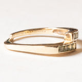 Vintage 9 Karat Gelbgold hellgrüner Peridot (ca. 0.30 Karat) Ring, 70er Jahre