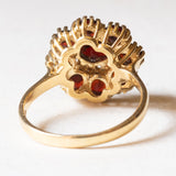 Vintage 18K Gelbgold Granat Gänseblümchen Ring, 60er Jahre
