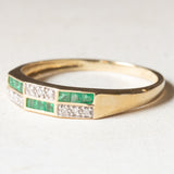 Vintage-Ring aus 9-karätigem Gelb- und Weißgold mit Smaragden (ca. 0.18 ctw) und Diamanten (ca. 0.09 ctw), 70er Jahre