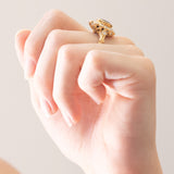 Vintage-Gänseblümchenring aus 18-karätigem Gelbgold mit Saphir (ca. 3.20 ct) und Diamanten im Brillantschliff (ca. 1.40 ctw), 60er Jahre